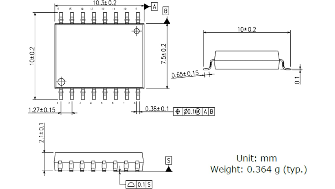 Mechanical Drawing - Toshiba TLP5212 IGBT Gate Drive Photocoupler