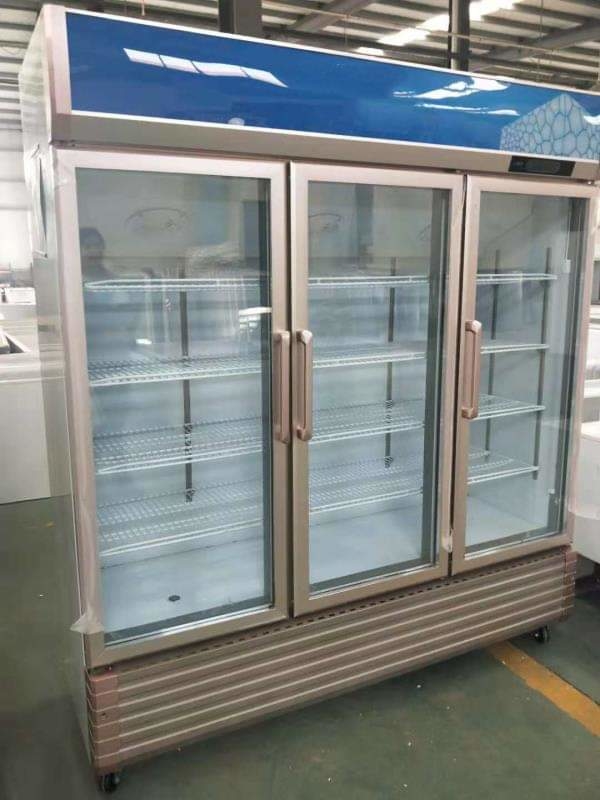 Stainless Steel Beverage Glass Door Display Freezer Refrigerated Cold Beer Drink 2