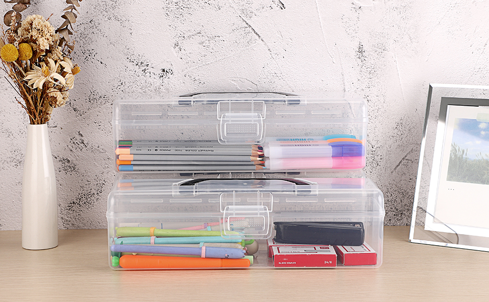 3 Pack Long Durable Clear Plastic Organizer Cases