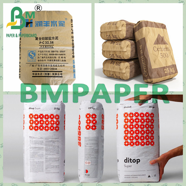 25 Kg 50 Kg Moisture Proof Kraft Extensible Bag Paper For Cement Bag