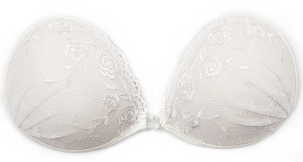White stick on bra lace low back strapless for wedding dress