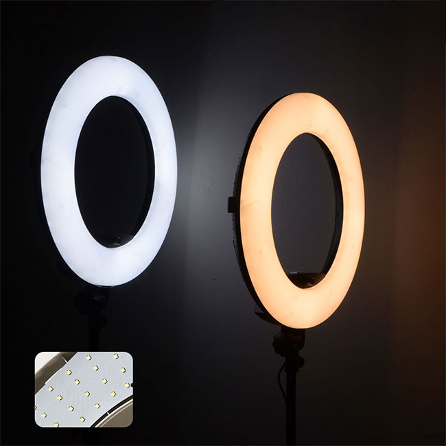 Daylight 18 Inch LED Ring Light CRI 96 Beauty Livestream FE-480II Ring Lamp With Stand 3