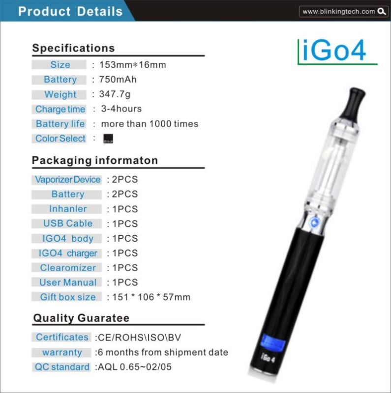 2013 Best Quality Electronic Cigarette, E Cigarette Igo 4
