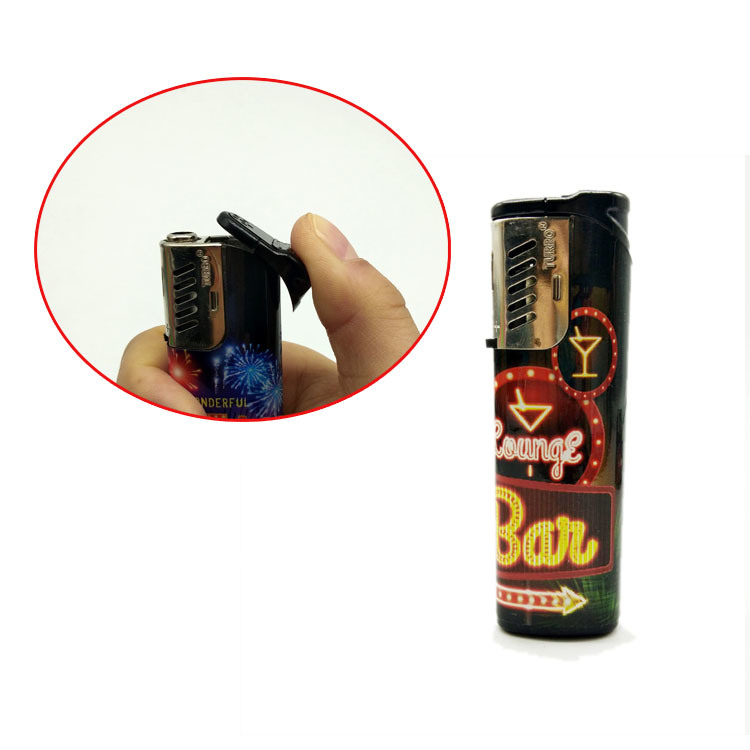 Dy-F001 Model Windproof Flip Torch Flame Cigarette Smoking Fire Lighter with Modern Style Sticker