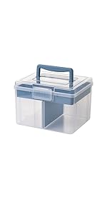 clear and light blue small plastic box