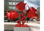 La sculpture extérieure rouge moderne Rose en acier inoxydable fleurit la stabilité de corrosion