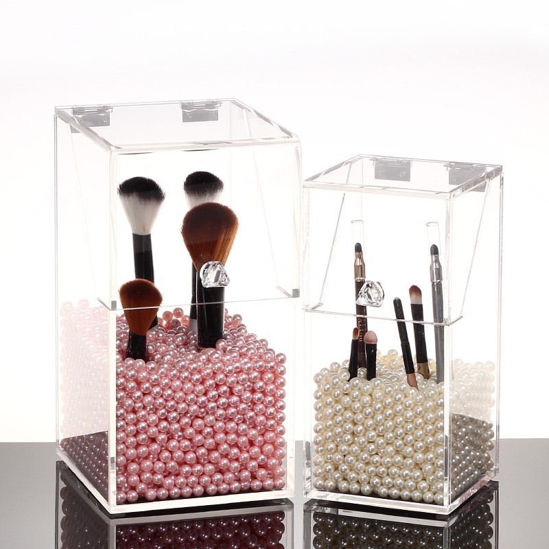 Plexiglass Makeup Brush Display Stand Clear Acrylic Cosmetic Brush Holder