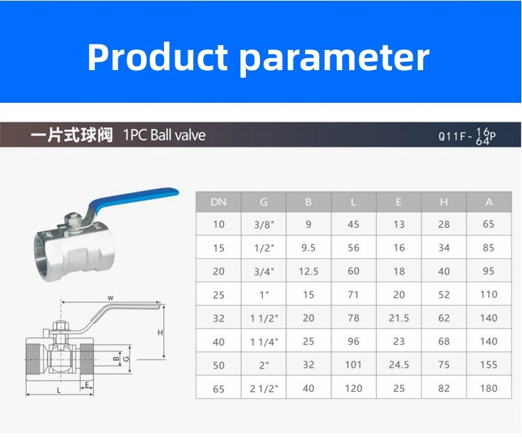 Factory Direct Supply Manual Stainless Steel 304/316 with Female Thread Connected Ball Valve 1PC