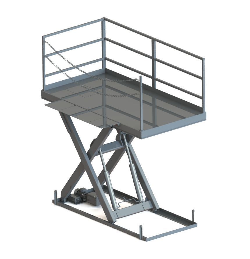 Loading Dock Table Hydraulic Scissor Lift Table with Handrail and Chain