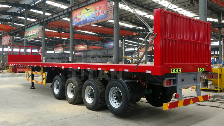 4 Axle High Bed Flatbed Logistics Trailer With Airbag Suspension