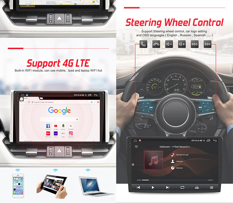 Universal Car Stereo 9.5inch Universal Car Audio With Screen Resolution 2000*1200 Support 4G DSP Built-In 360 Camera