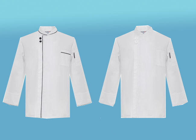 Side Open Chef Cook Uniforms White Color Long Sleeve For Men