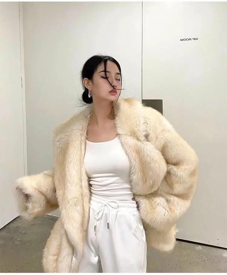 2023 Luxury Winter Fur Coat Fashion Racoon Fox Fur Coat for Women