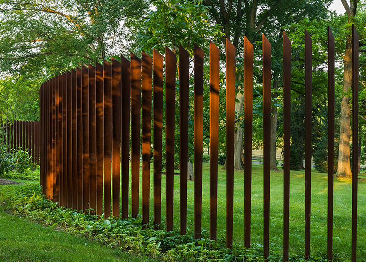 2m High Garden Fences Exterior Design Garden Safe Corten Steel Fence Panel for Residential