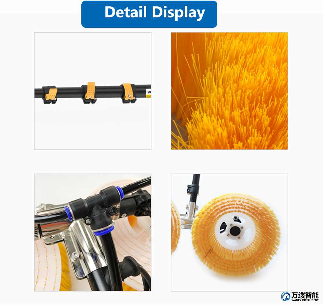Manufacture Dual-Supply-Version Rotary Brush with 3.5-Meter Telescopic Handle for Cleaning Photovoltaic Farms Windows Roofs