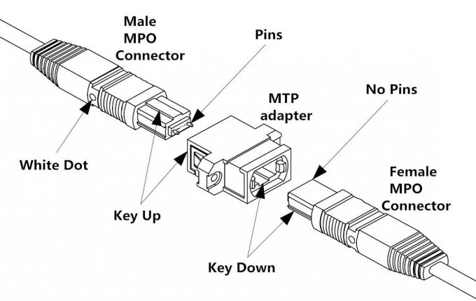 Telecommunication MPO Fiber Optic Connector Customized Logo OM3 SX Fiber Connector 0
