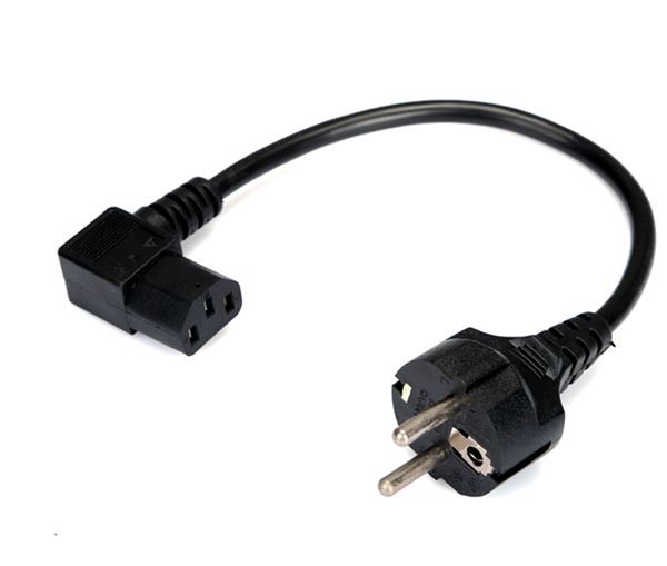 European 3 pin male to IEC 320 C13 left angle power cord