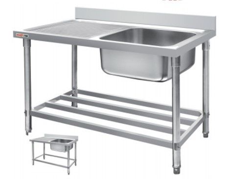 Hotel Commercial Stainless Steel Benchtops , Commercial Kitchen Work Bench With Single Bowl