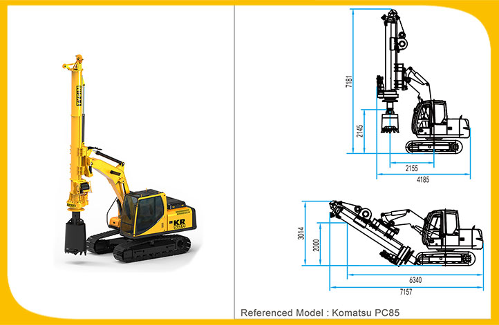 TYSIM Drilling 16m depth foundation pile machine KR50 Excavator Drilling Attachment Mini piling rig