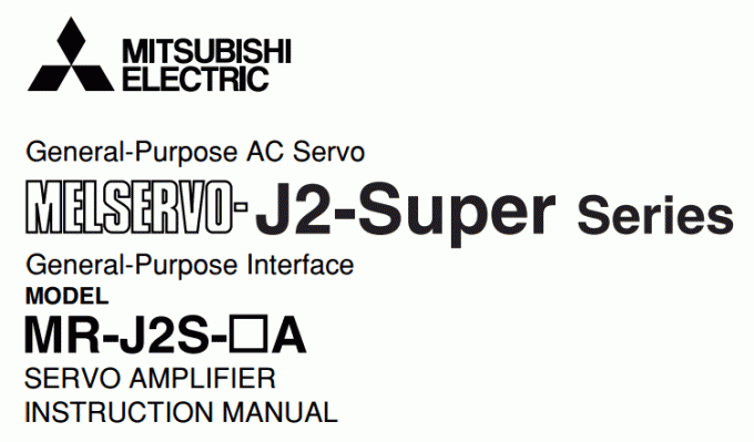 MITSUBISHI MR J2S 200A Industrial Servo Drives Mitsubishi MELSERVO Instruction Manual 0