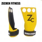 Weight Lifting Palm Calleras OEM Cross Fit Hand Grips 3 Hole Yellow Microfiber