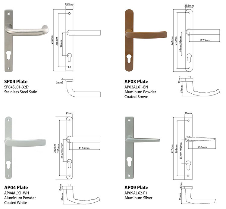Narrow stile mortice door lock with optional levers