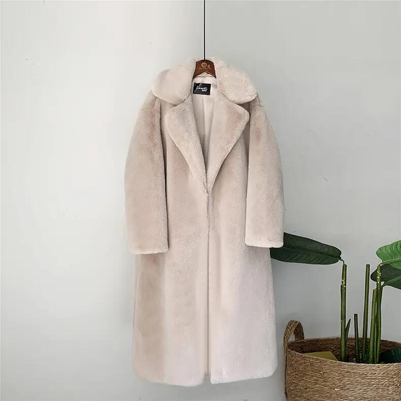 2023 Winter Women Coat Luxury Vegan Fur Coat Faux Mink Fur Women Long Faux Fur Coat for Ladies
