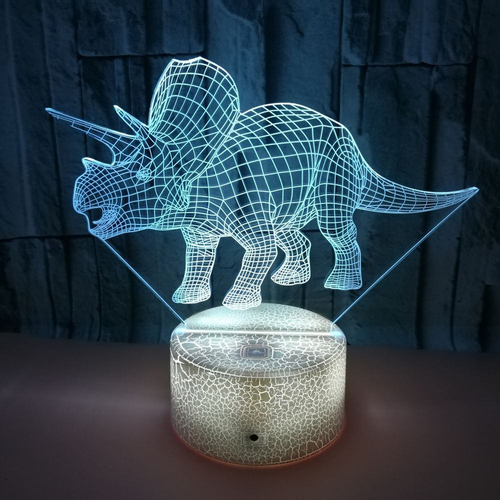 Foreign trade new dinosaur 3D night light Colorful touch LED visual light Gift atmosphere LED stereo table lamp