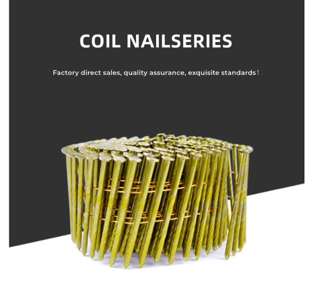 Coil Common Wire Nails Pallet Screw Shank Coil Nails American Market Yellow Zinc White Pallet