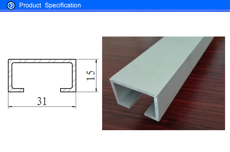 Natural Anodized Finish Aluminium C Channel for Curtain Track System in Railway and Coach