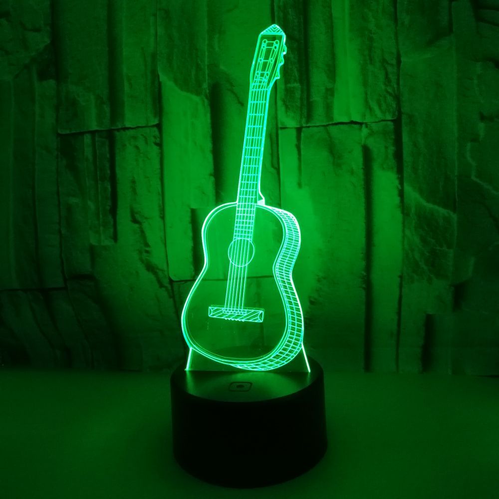 3D led guitar night light seven-color touch visual light creative gift atmosphere small table lamp