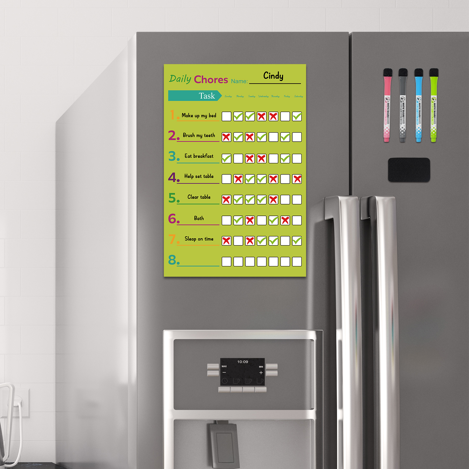 Magnetic weekly planner for fridge