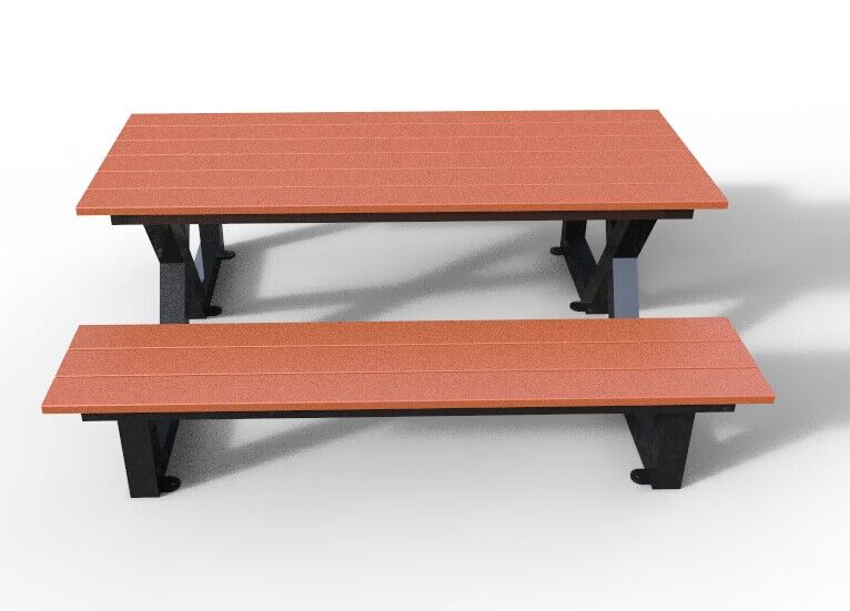 5 Years Warranty Modern Fashion Style Long Wood Metal Composite Park Garden Patio Outdoor Bench Table