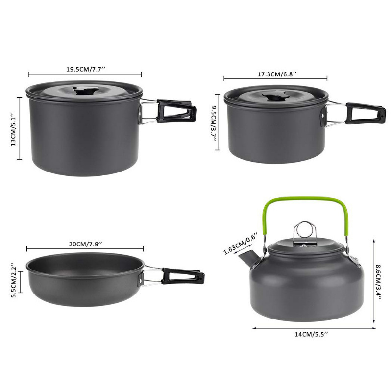 Wholesale Outdoor Kitchen Backpacking Aluminum Camping Pot and Pans Cookware Set