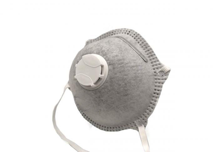 FFP1V Carbon Disposable Filter Mask , Disposable Gas Mask Grey Color