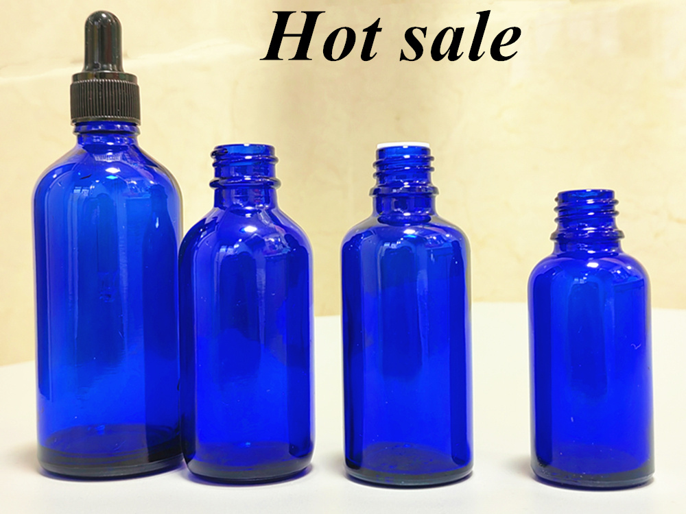Wholesale 20ml 30ml 50ml Screw Cap Essential Oil Cobal Blue Glass Dropper Bottle with Dropper