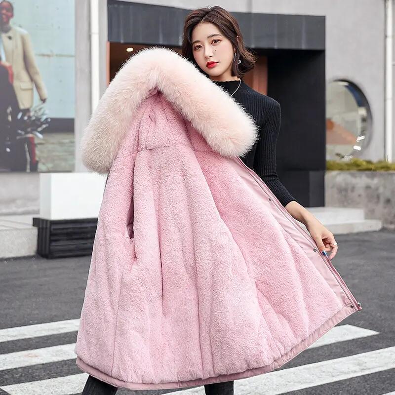 Winter Jacket Warm Fur Collar Thick Overcoat Ladies Long Hooded Parkas Women&prime;s Jacket Clothes Snow Wear Coat for Women