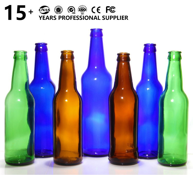 Super Glossy 200ml 250ml 300ml 330ml 500ml Soda Lime Glass Beer Brewing Bottle with Crown Cap
