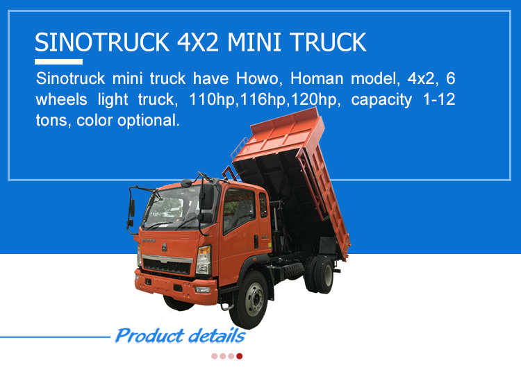 Sinotruk HOWO Homan 4X2 Small Mini 6 Wheeler Dumper Truck Sizes
