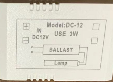 UV Ballast 12VDC Electronic 3W ballast UV small power killing bacteria 3