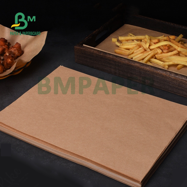 38gsm - 50gsm Brown Kraft Greaseproof Paper For Food Basket Liners Kit 5 