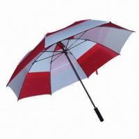 China Double-layer Windproof Golf Umbrella, Measures 28-inch, Made of 5.0 Fiberglass Frame on sale