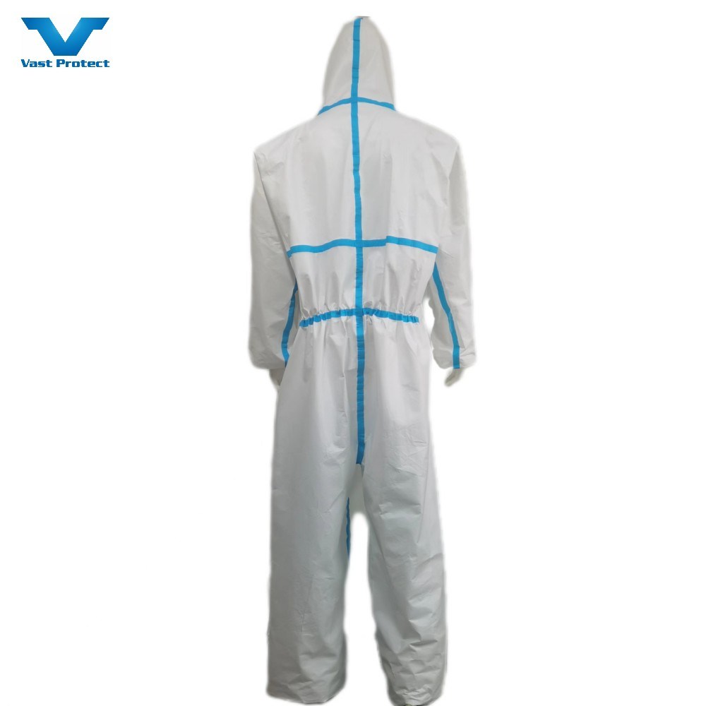 Disposable Waterproof Anti-Splash Comfortable Protective Coverall with Tape Seamed