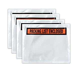 packing list enclosed envelopes shipping pouches peel and seal clear orange