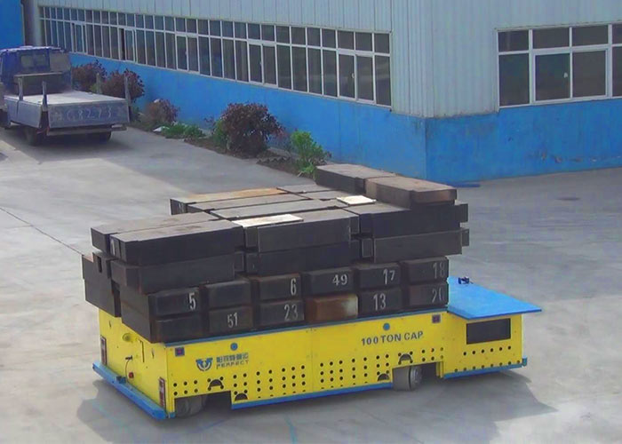 Steel Industrial Equipment Trackless Train Shipment Cargo Transport Electric Transfer Car 