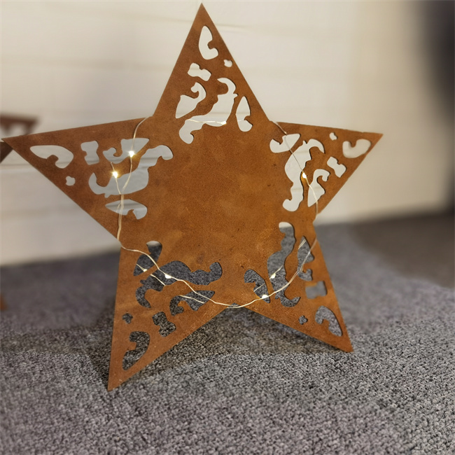 Star Shaped Corten Steel Metal Ornaments Christmas Decoration For Home Garden