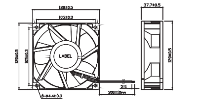 12038 DC Axial Cooling Fan 12V 24V High Speed 120x120x38mm 5 Blades 0