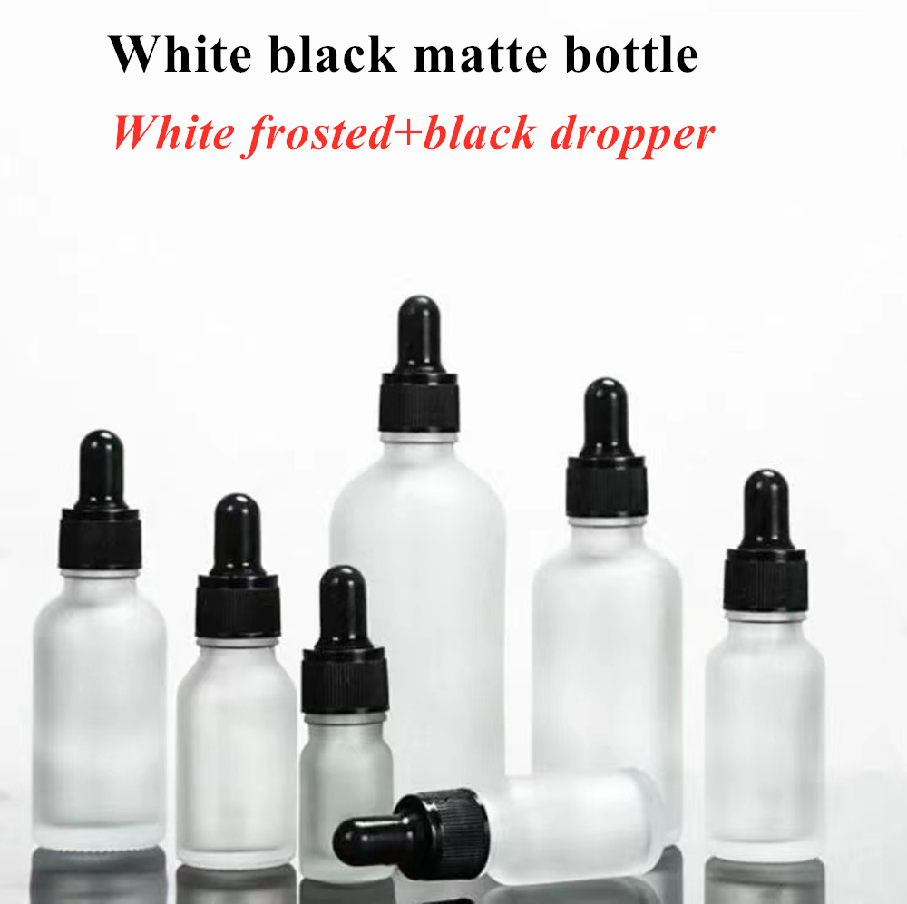 Wholesale Cheap 1oz 2oz 5ml 10ml 15ml 20ml 30ml 50ml White Frosted Essential Oil Glass Dropper Bottle for Perfume Serum Use