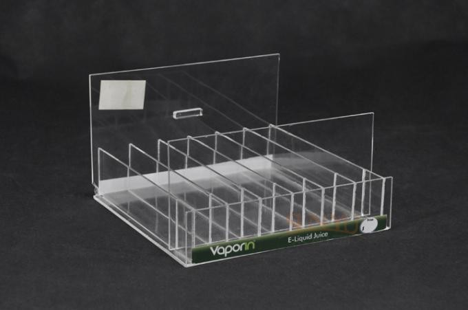 Perpex Rack E Liquid Clear Display Acrylic Stand 210*210*125 MM With Logo Sticker