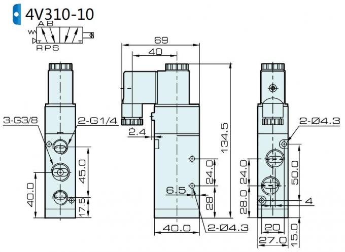 4V310-10B Airtac Type Air Pneumatic Solenoid Valve 5 Way 24VDC 0